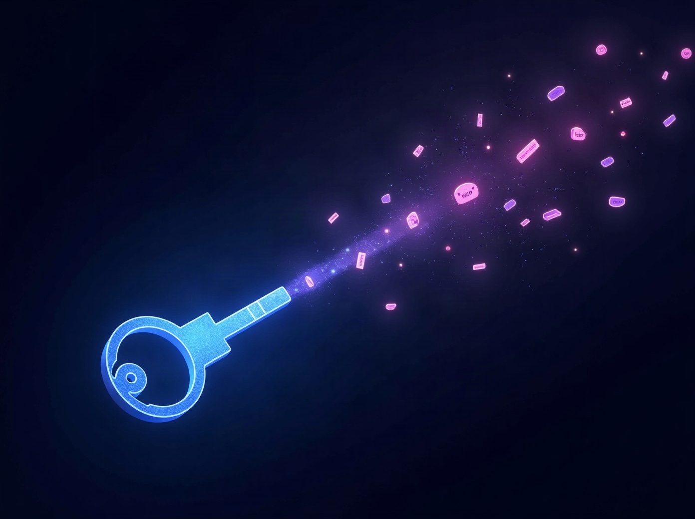 Abstract rendering of a single credential fanning out into many short-lived scoped tokens along separate channels