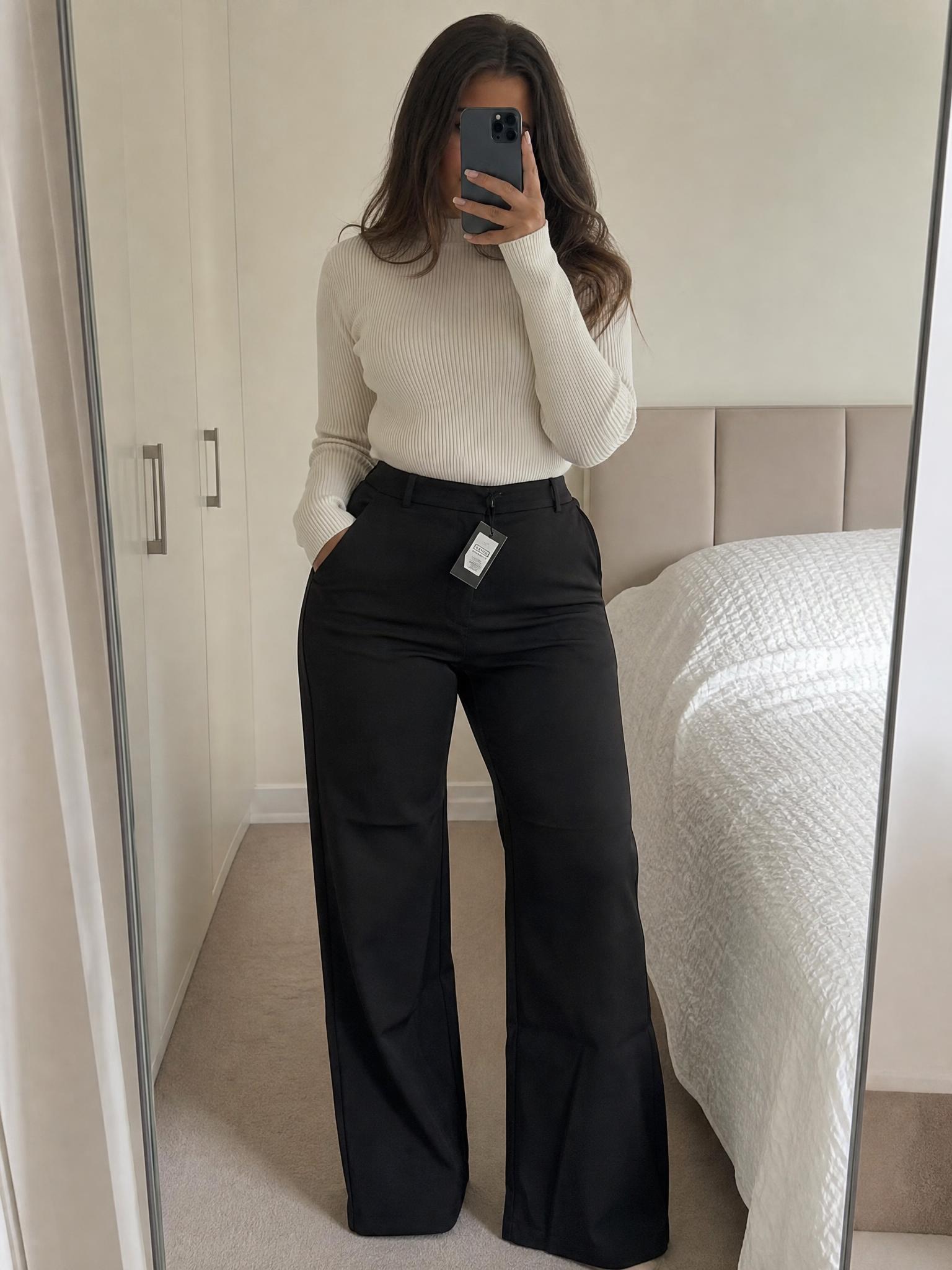 Zara black high-waisted flared trousers NWT