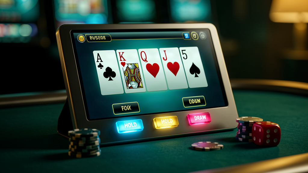 Terminale di videopoker online con cinque carte in gioco