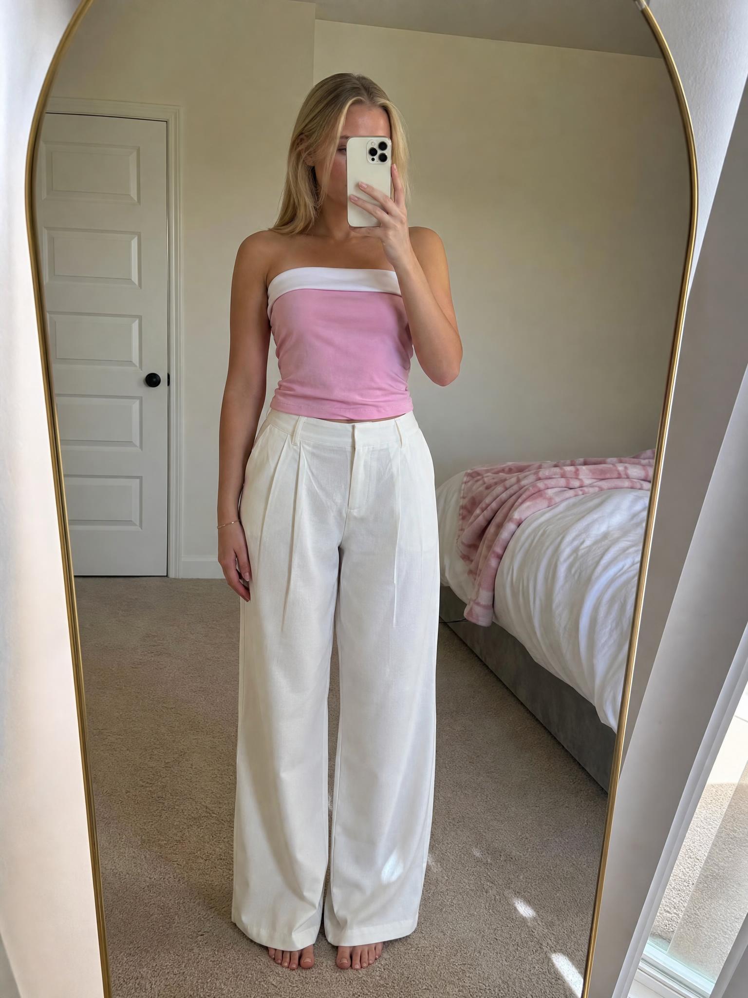 AMISU white straight-leg trousers size 32