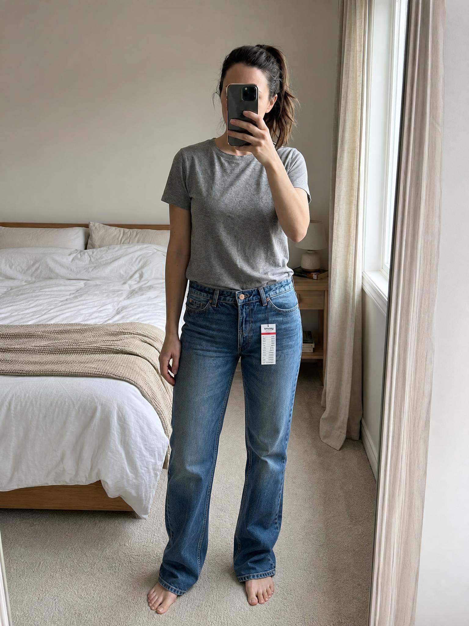 Sinsay Straight-Leg Blue Jeans Size 36 New With Tags