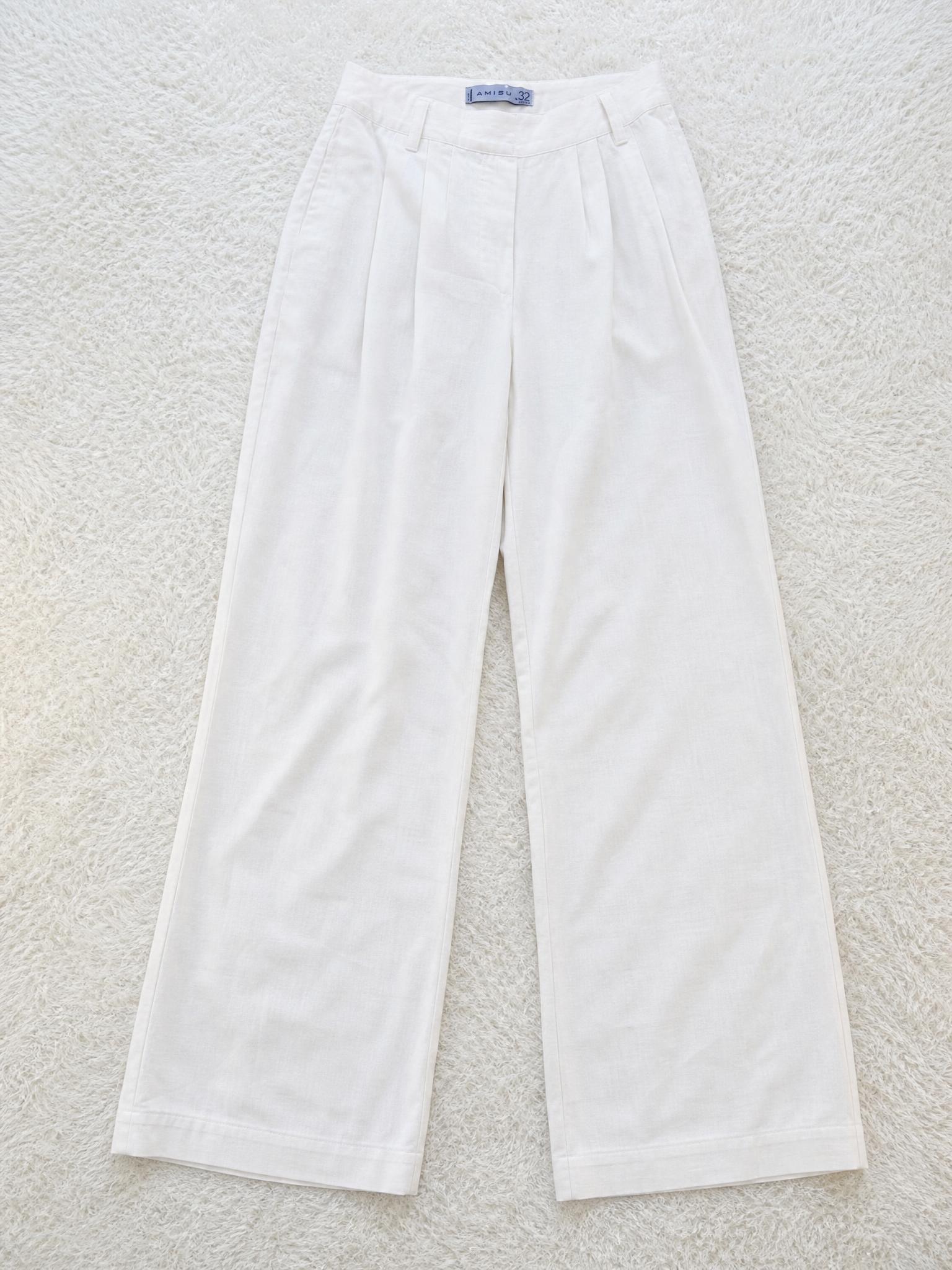 AMISU White Wide-Leg Trousers Size 32