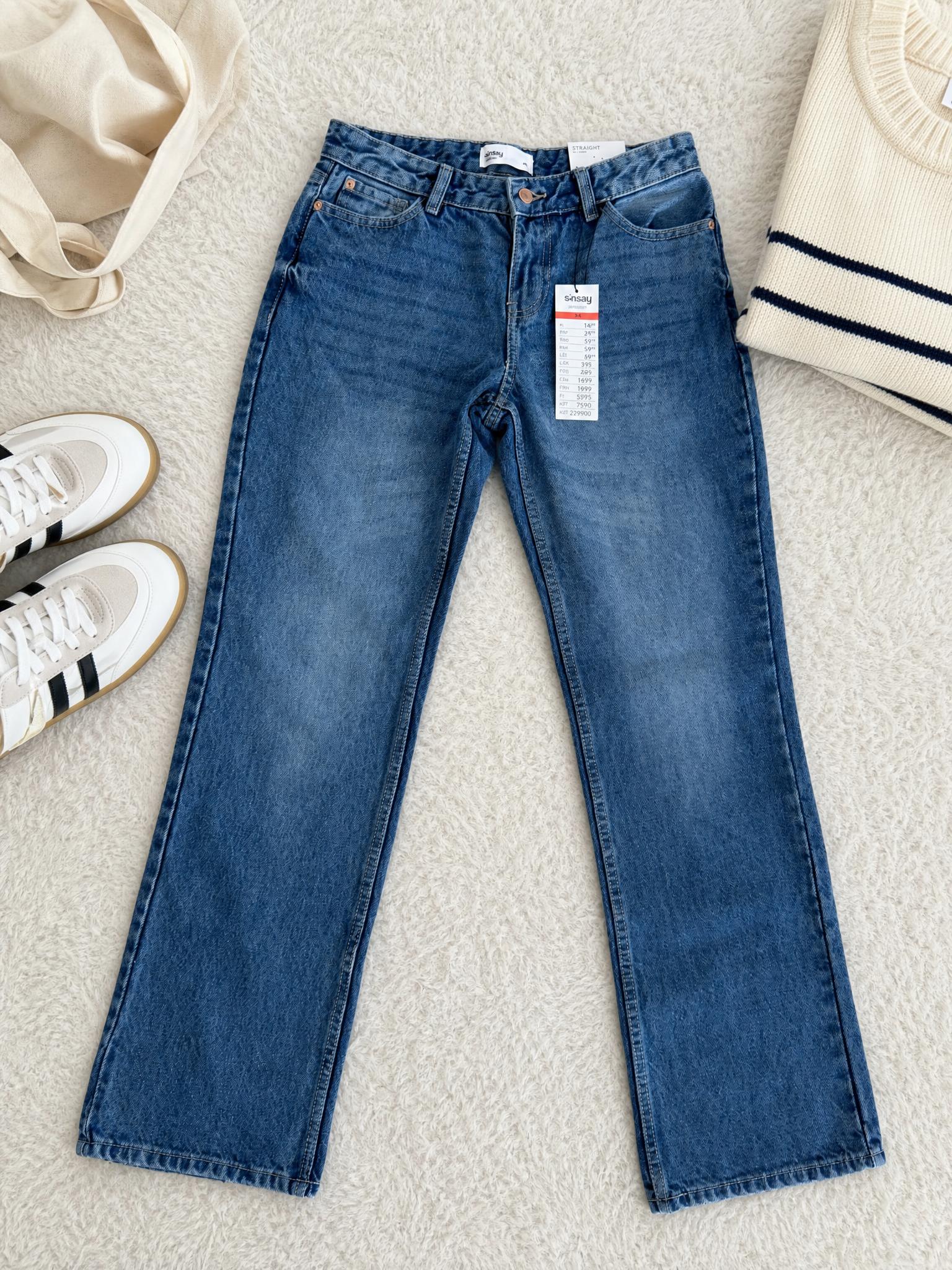 Sinsay Straight-Leg Blue Jeans Size 36 New With Tags