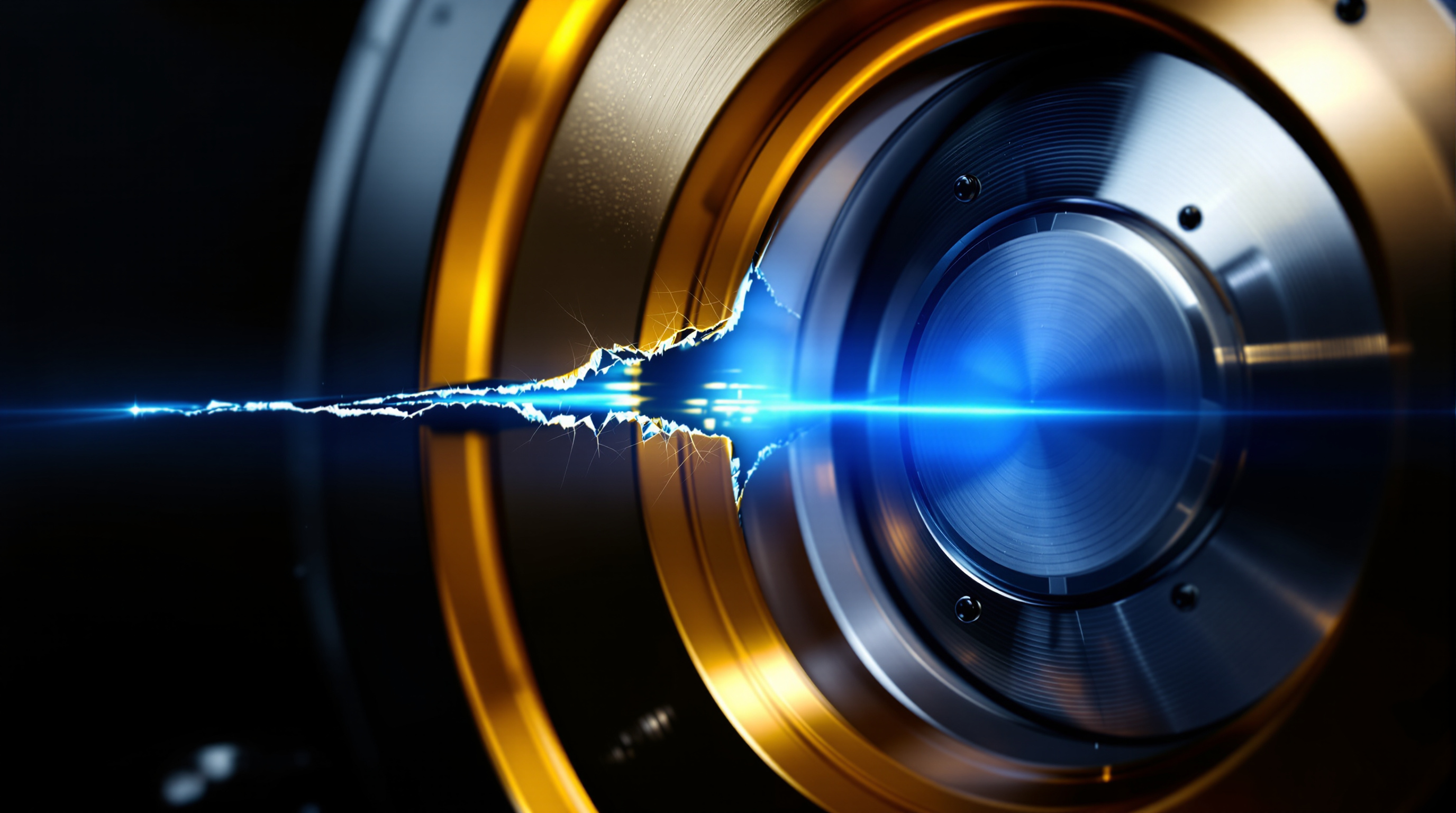 Close-up of a heavy circular bank vault door with a fine fissure; through the crack a quiet blue glow reveals an inner chamber with orderly stacked go — editorial cover artwork for the Knightron story on Bitget Halts Withdrawals After $350 Million Hack, All User F