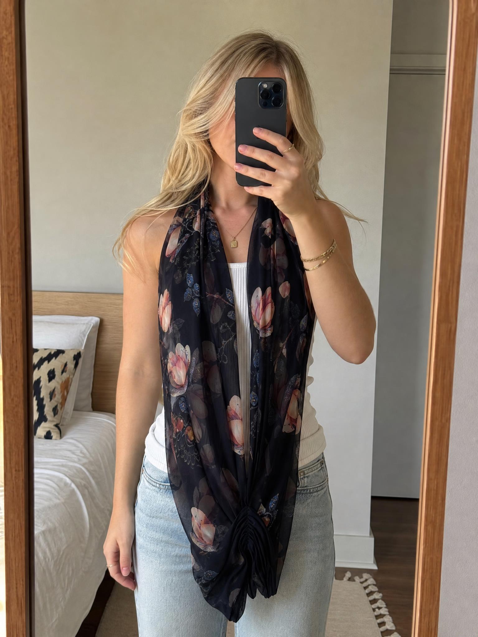Sheer Black Floral Maxi Dress with Flowing Fit