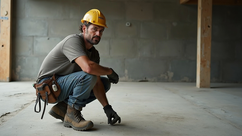 Tradesman with knee pain from standing all day on concrete