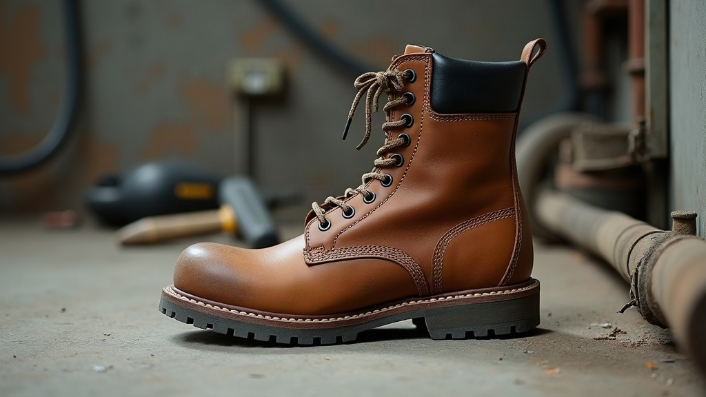 Plantar fasciitis work boots for electricians on a jobsite