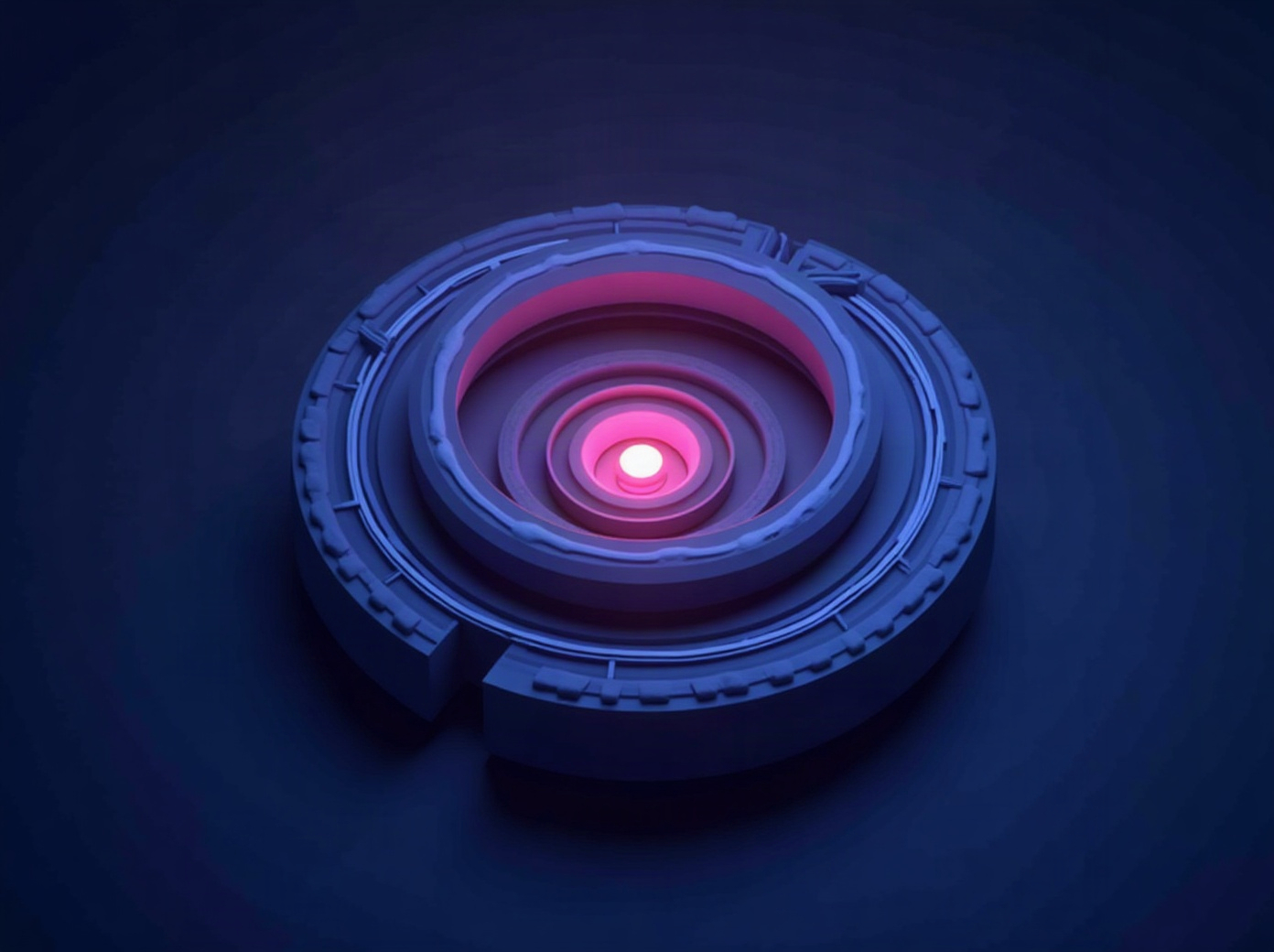 Three concentric containment layers surrounding a glowing core with a single sealed external conduit