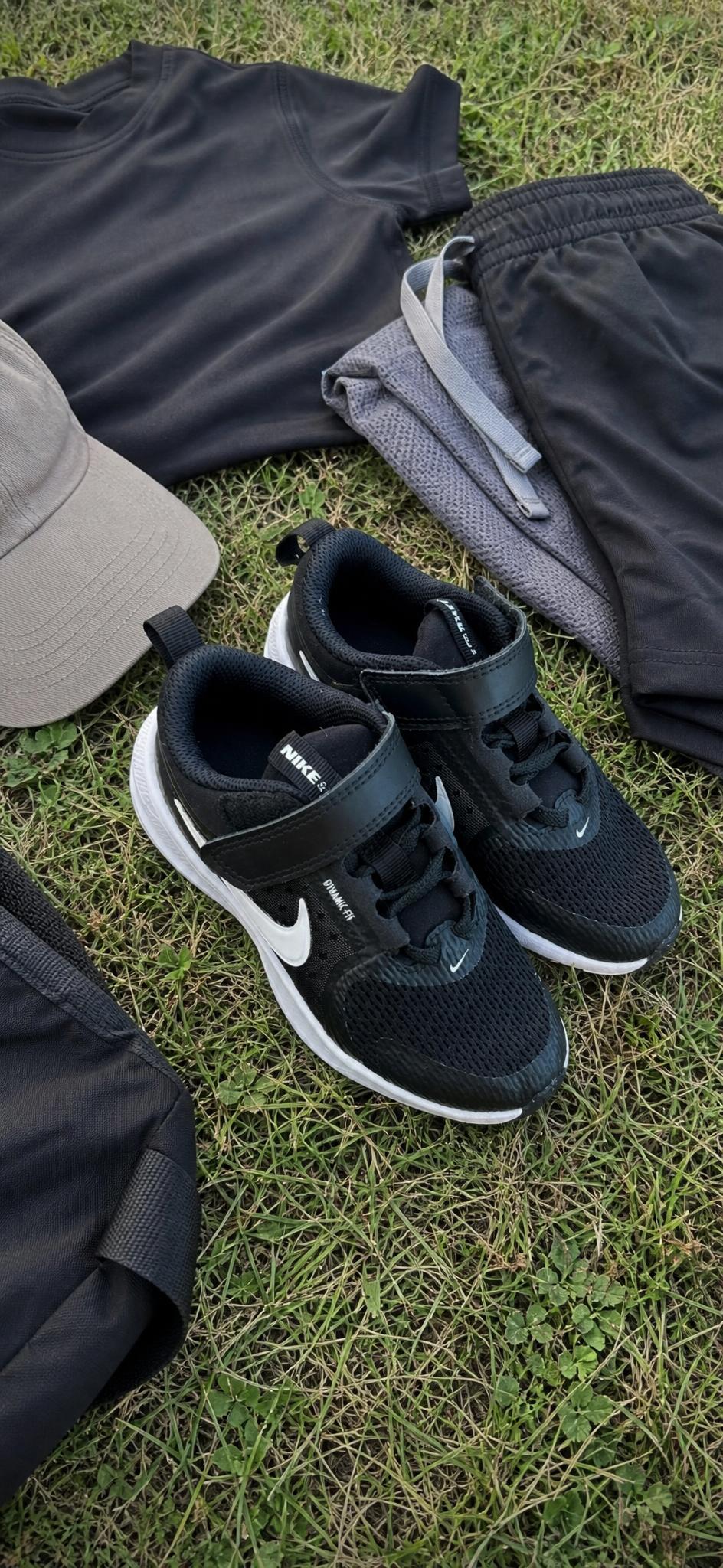 Nike Kids Black Mesh Trainers with Velcro Strap – Very Good