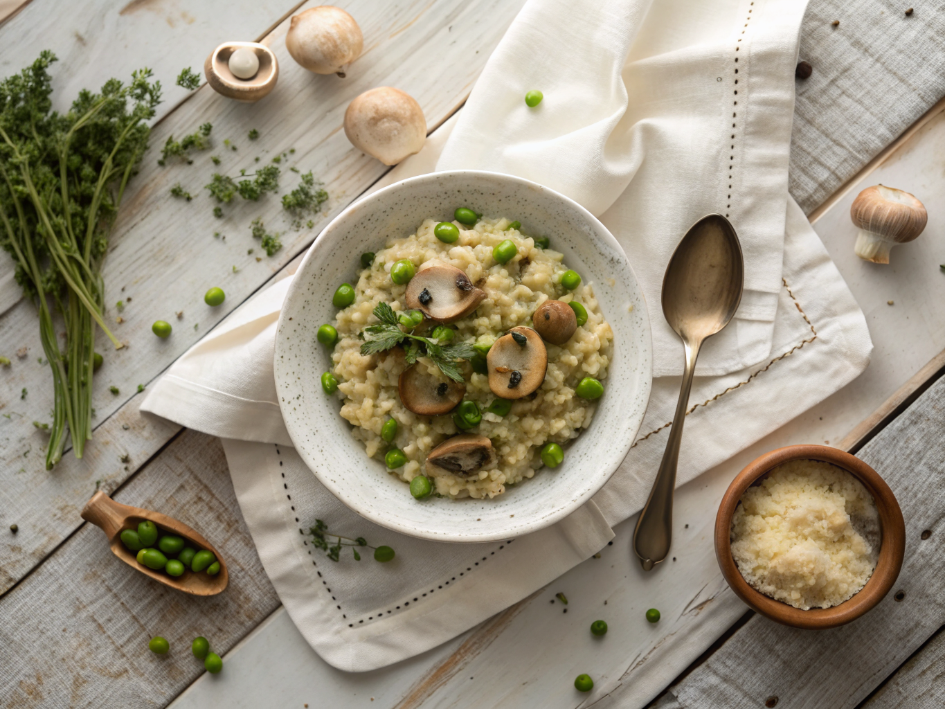 Creamy Mushroom and Pea Risotto