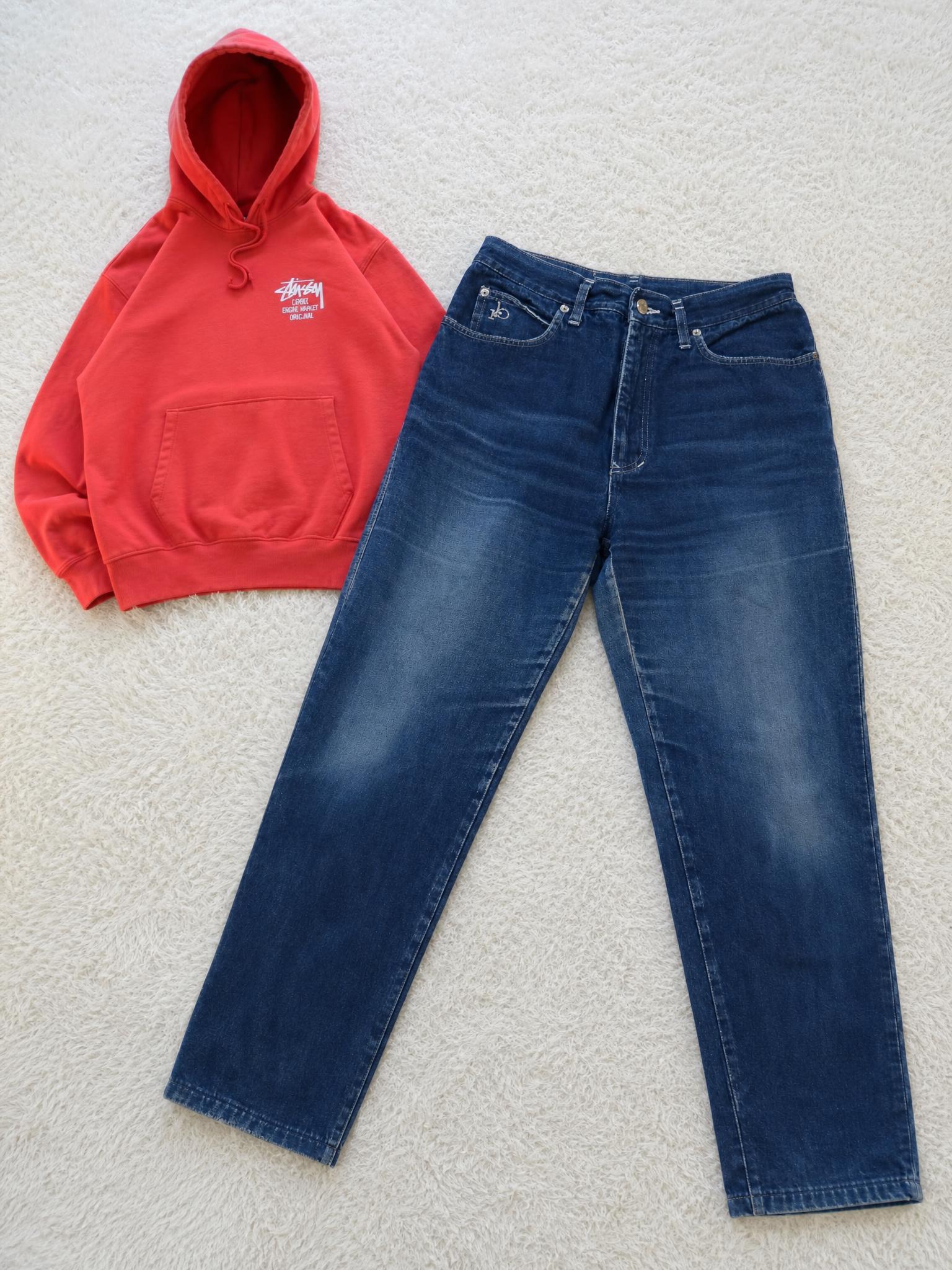 Dark Blue Straight-Leg Jeans with Faded Wash