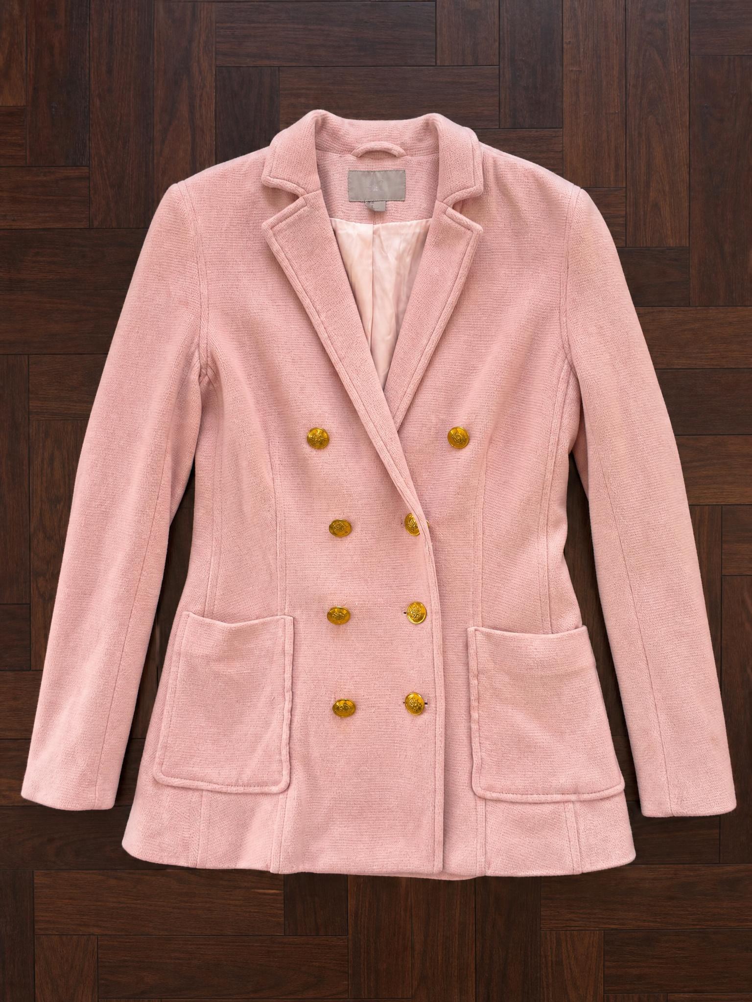 Zara pink double-breasted blazer with gold buttons - size L