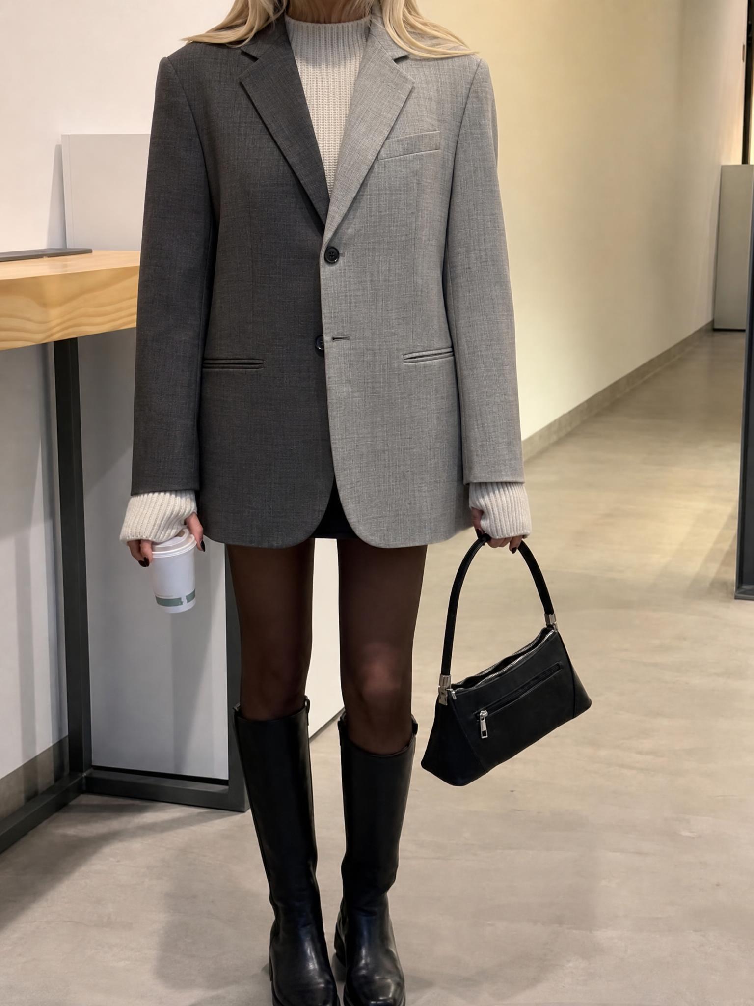 COTO THE LABEL Light Grey Checked Tailored Blazer