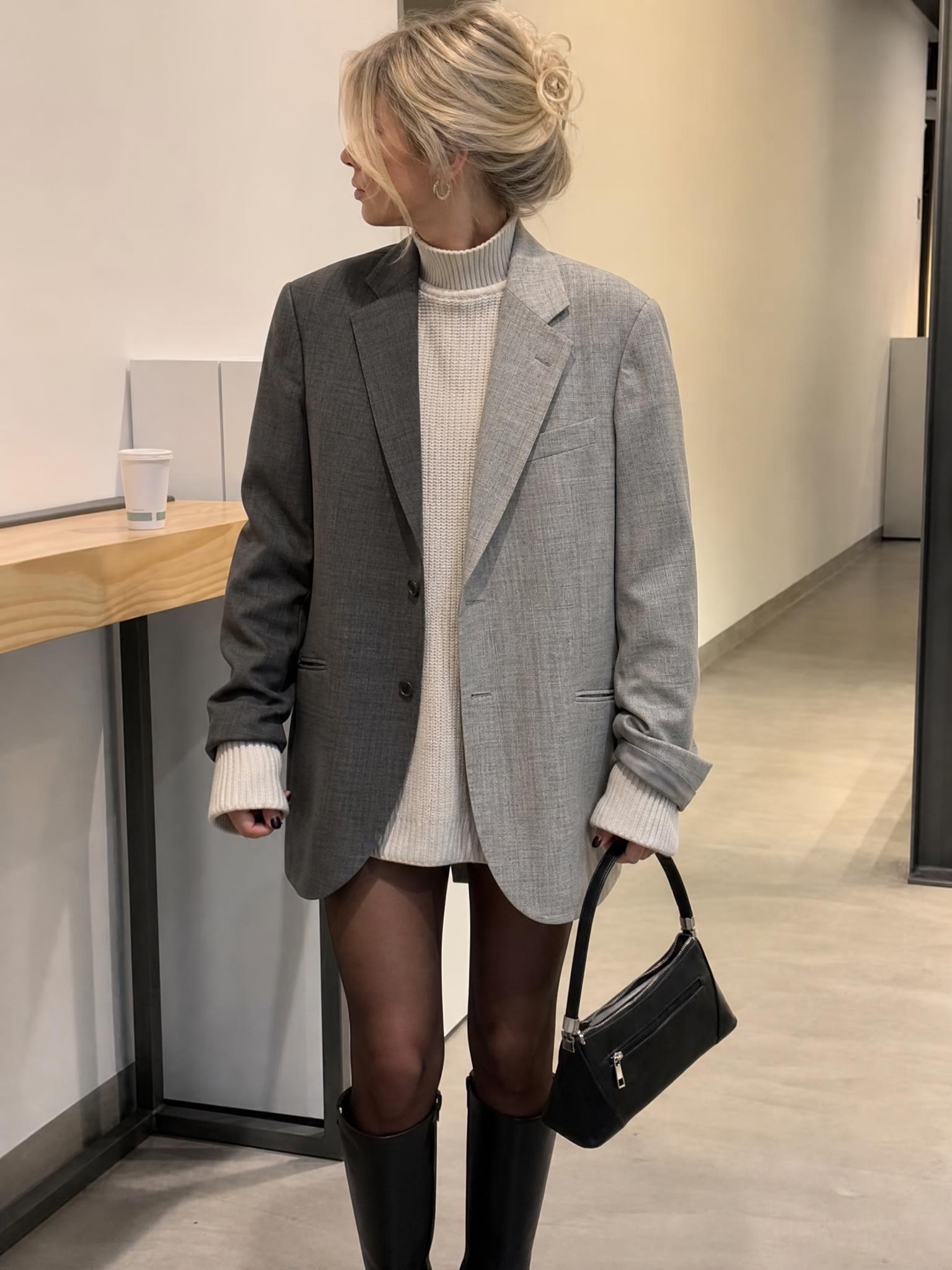 Coto The Label Grey Checked Tailored Blazer