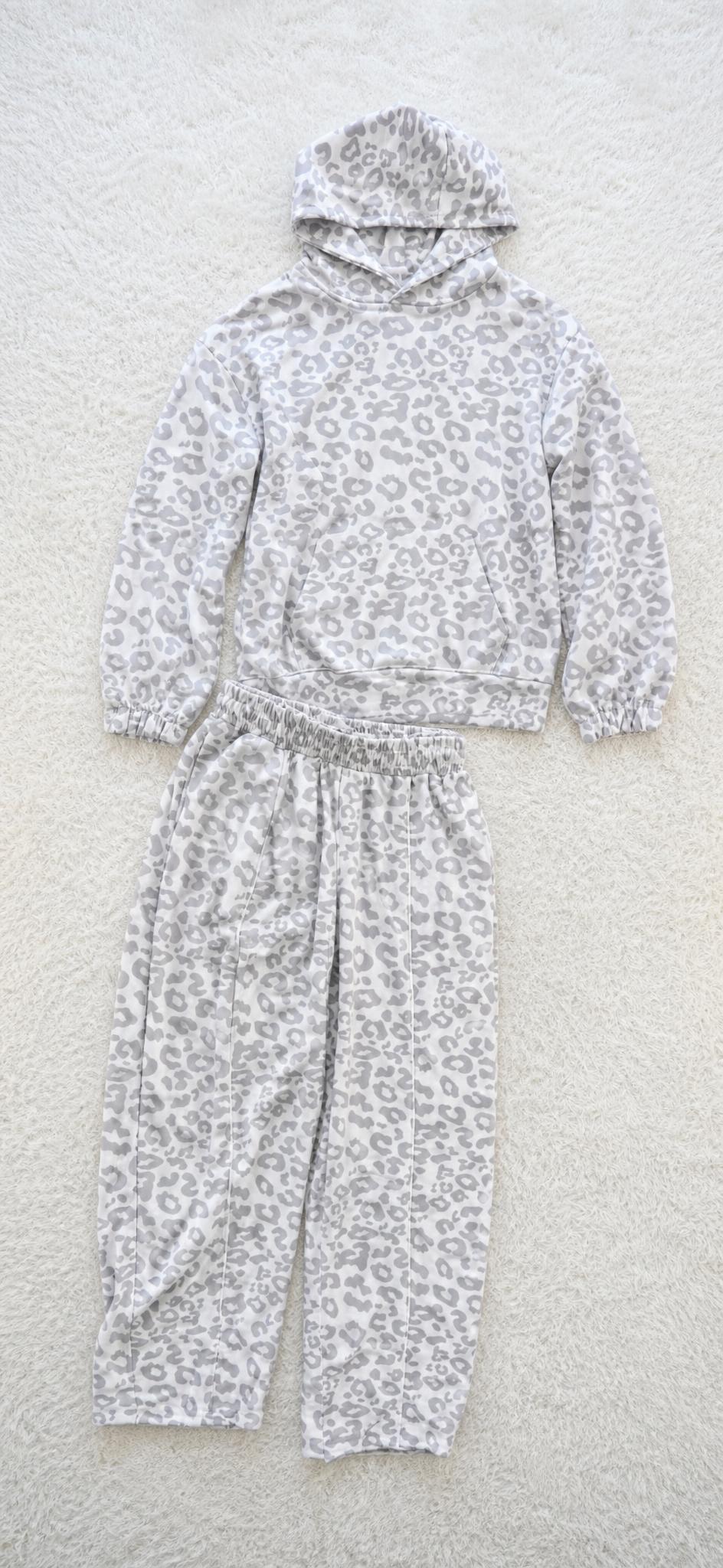 Grey Leopard Print Hooded Tracksuit Set – Very Good