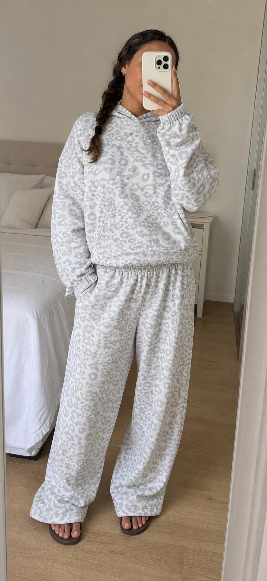 Grey Leopard Print Hoodie & Jogger Co-Ord Set - Very Good