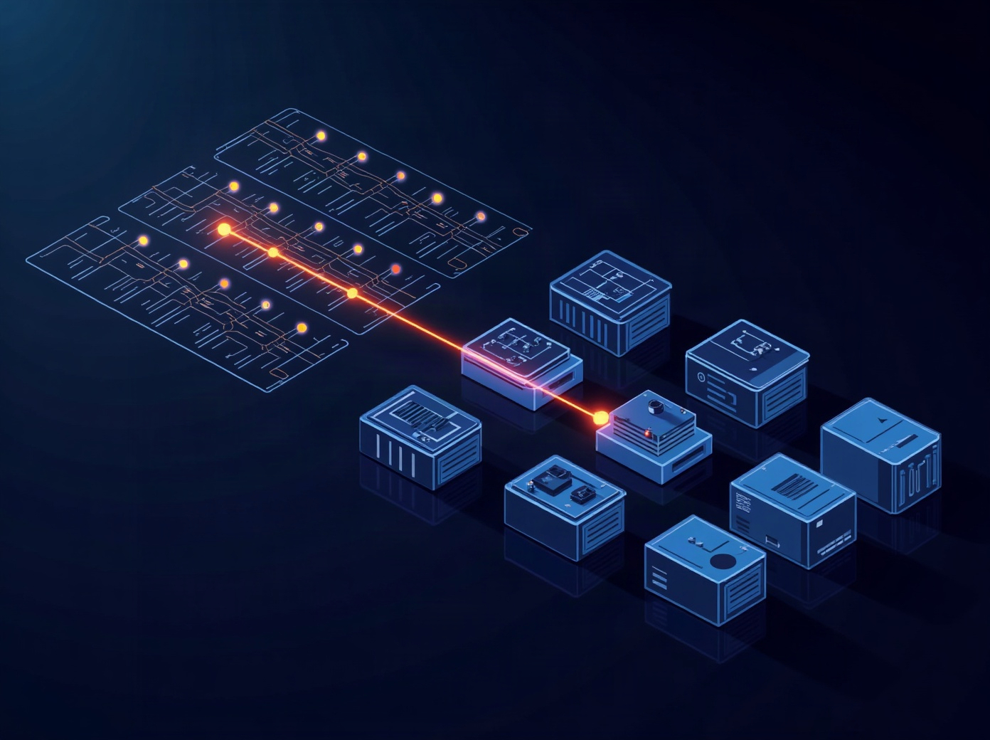 Abstract split diagram contrasting a static directory grid with a flowing chain of delegated authority tokens over time