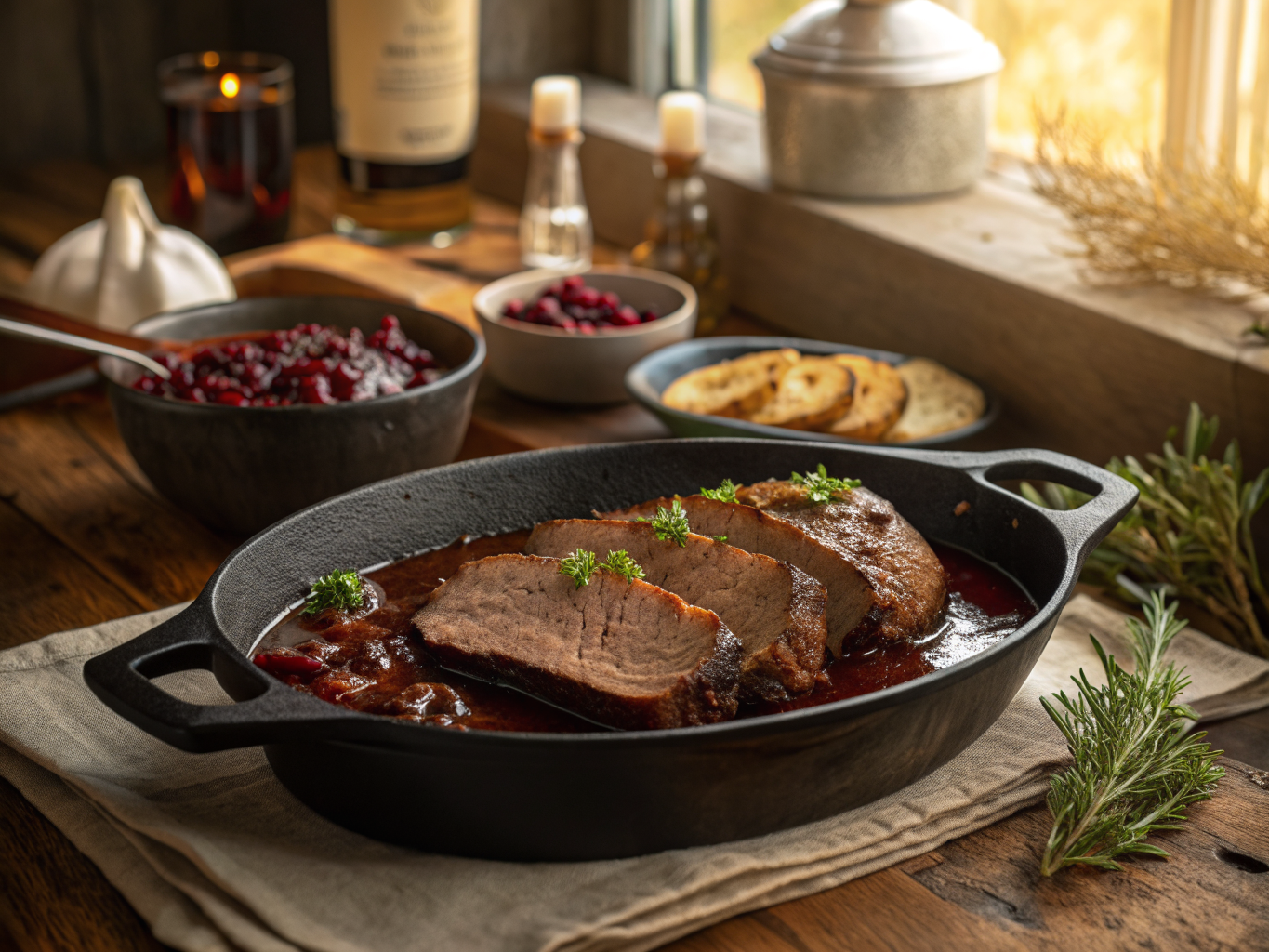 Sauerbraten with Red Wine and Gingerbread Gravy