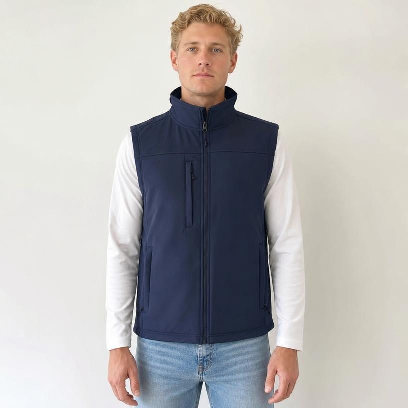 Navy Sleeveless Zip Gilet with High Collar – Very Good