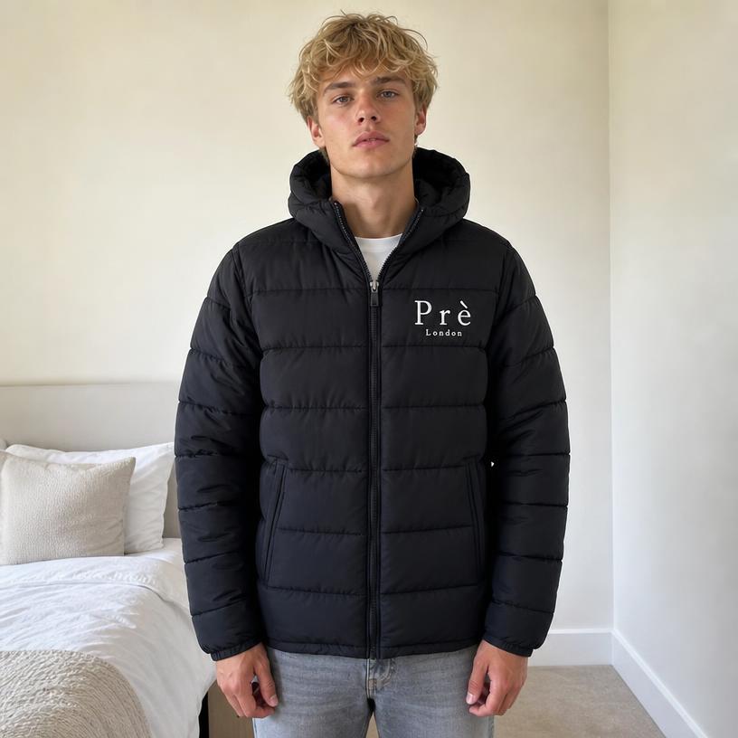 Pré London Black Hooded Puffer Jacket