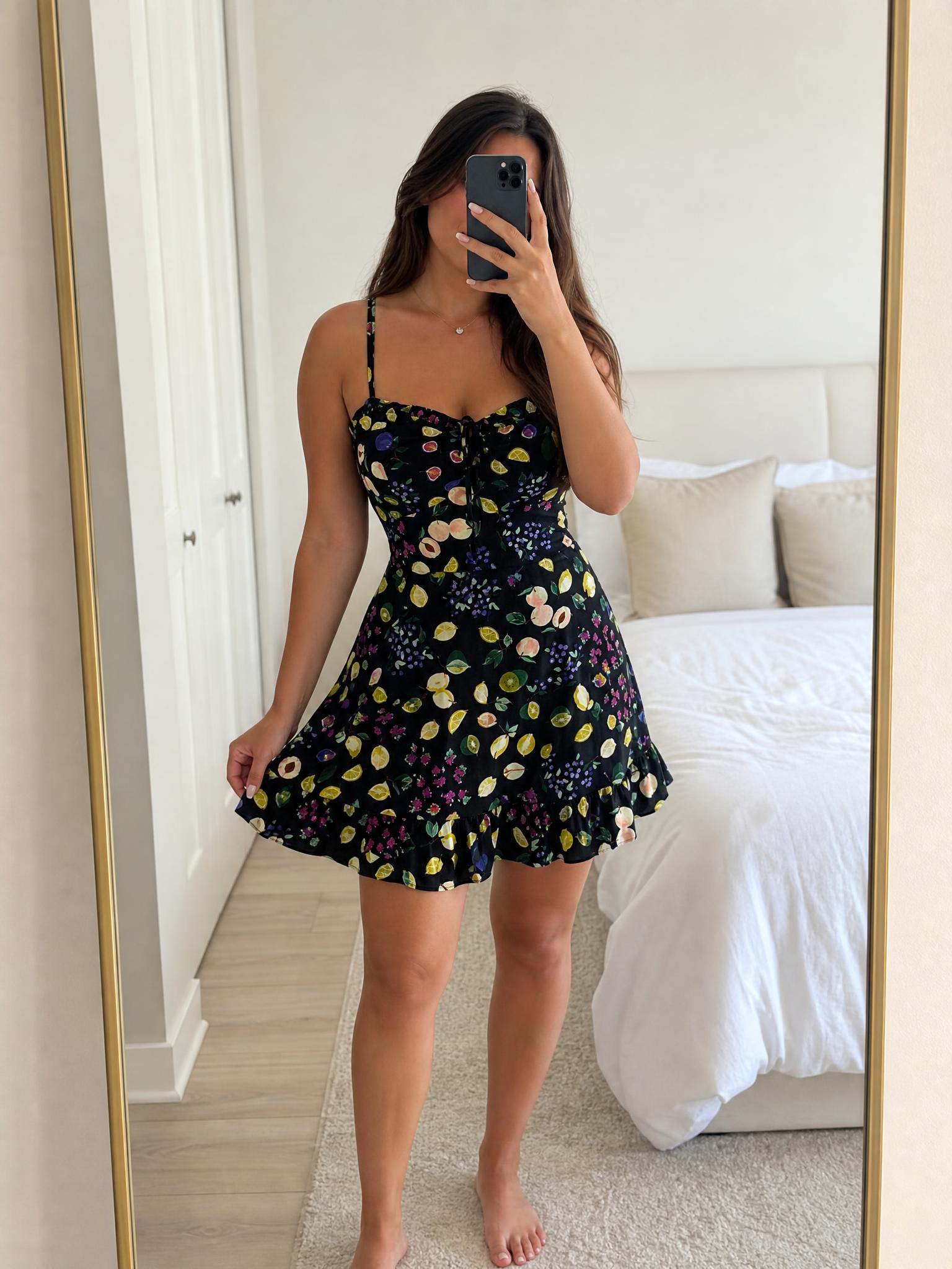 Nobody's Child Fruit Print Strappy Mini Dress New With Tags