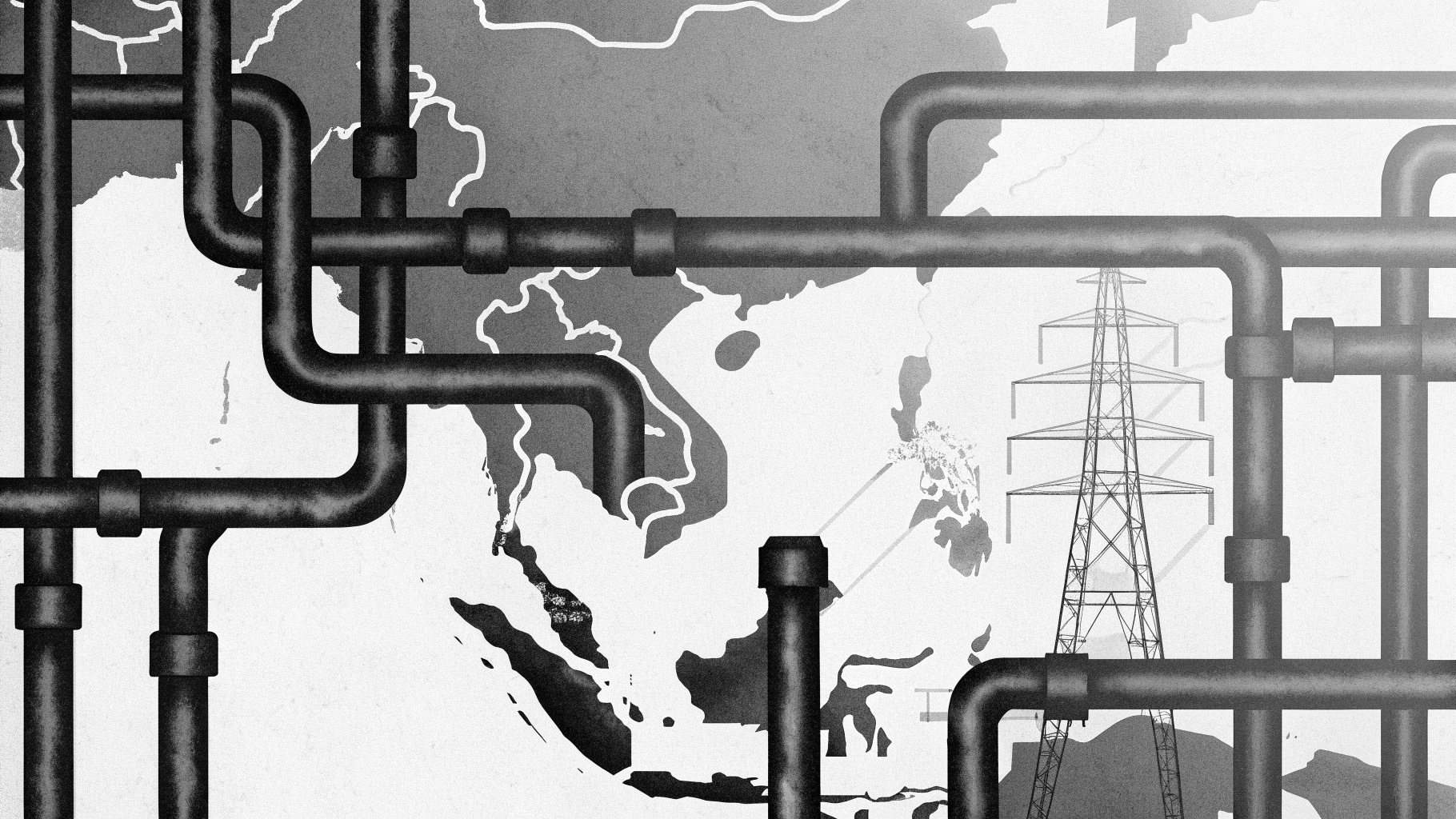Illustration abstraite d’un rapprochement géopolitique entre la Birmanie et la Russie autour de l’énergie