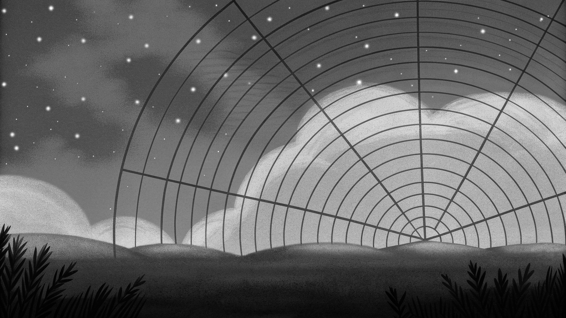 Illustration abstraite d’une ville ukrainienne sous menace aérienne, avec radars et ciel nocturne