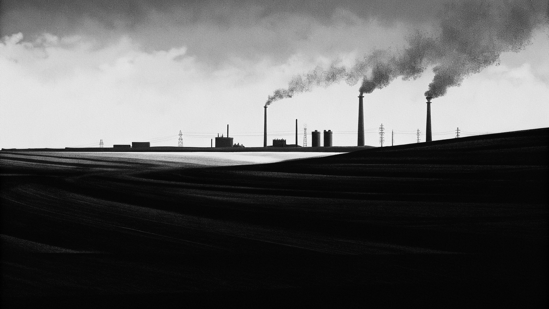 Illustration abstraite d’une crise du carburant en Russie avec atmosphère industrielle sombre