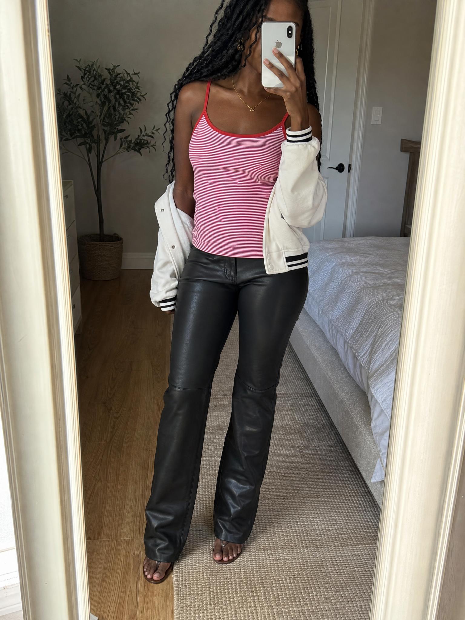 Black Faux Leather Trousers – Slim Straight Leg, Very Good