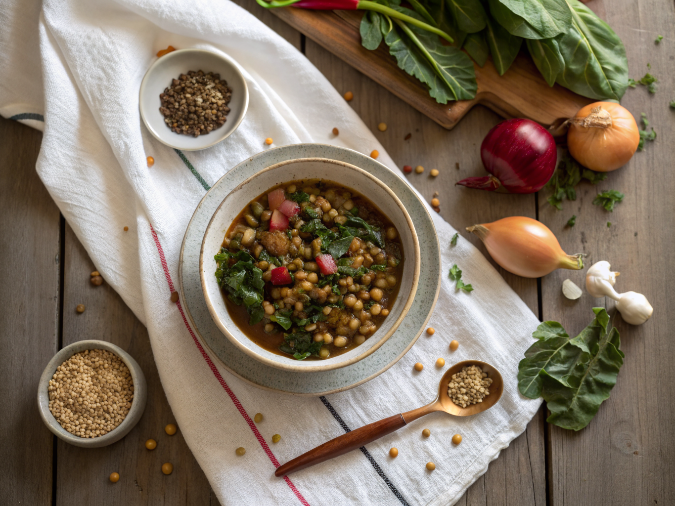 Lebanese Lentil and Swiss Chard Stew