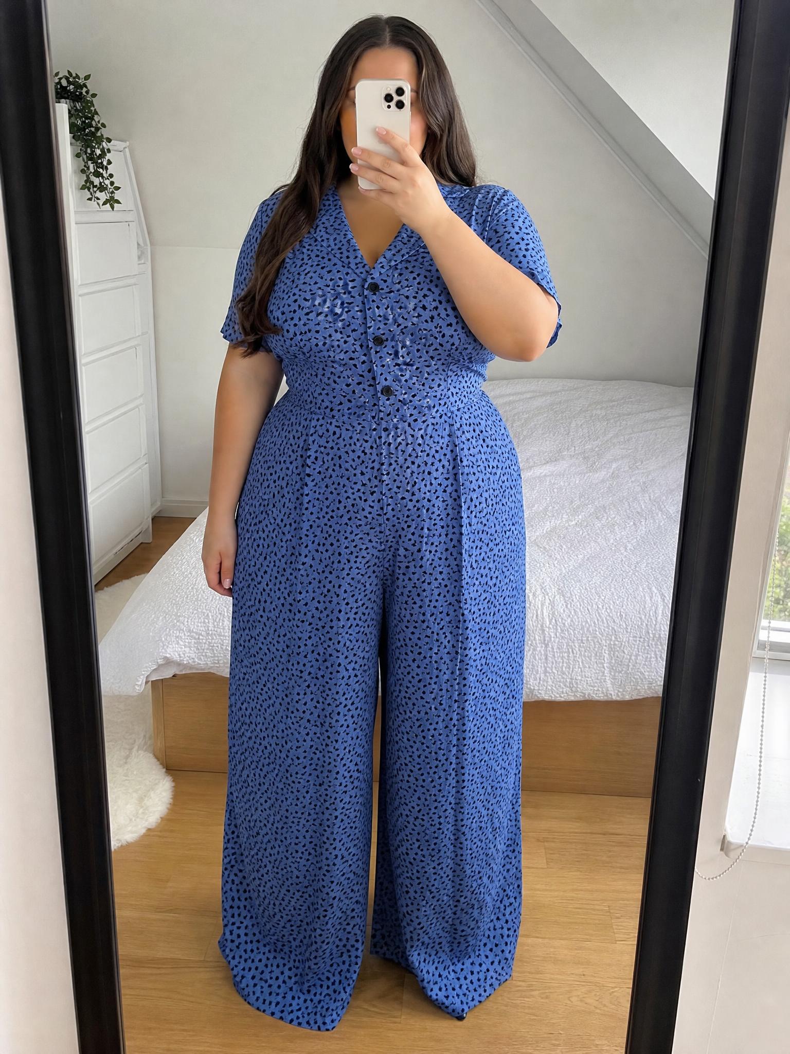 Blue Printed Button-Front Tiered Maxi Dress with Tags