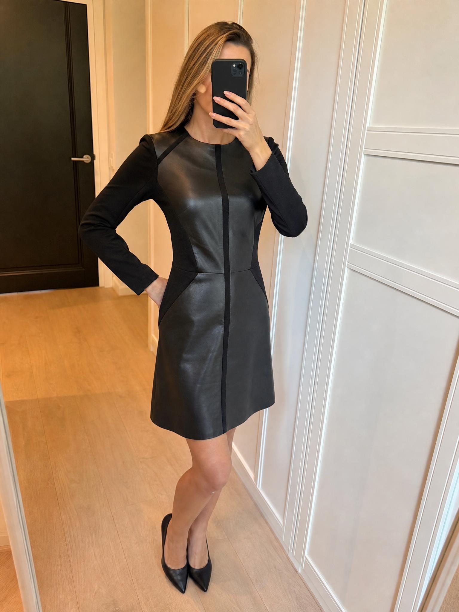 Black Panelled Long Sleeve Bodycon Mini Dress