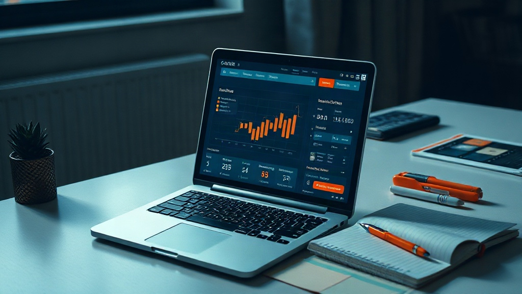 Ordinateur affichant un comparatif d’outils SEO avec graphiques et tarifs