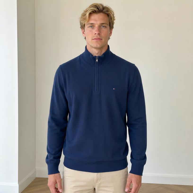 Tommy Hilfiger Navy Quarter-Zip Pullover Sweatshirt