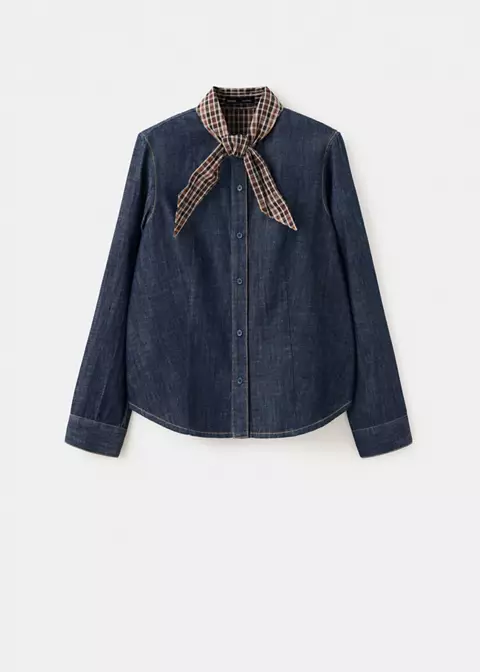 Mango, DENIM SHIRT WITH SCARF NECKLINE