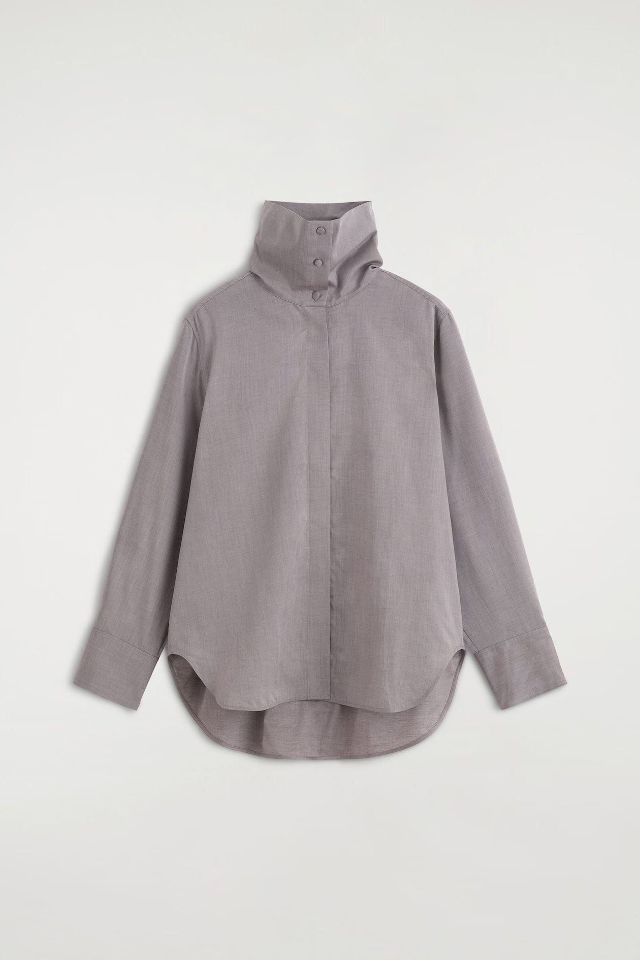 COS, MOCK-NECK LYOCELL-COTTON SHIRT