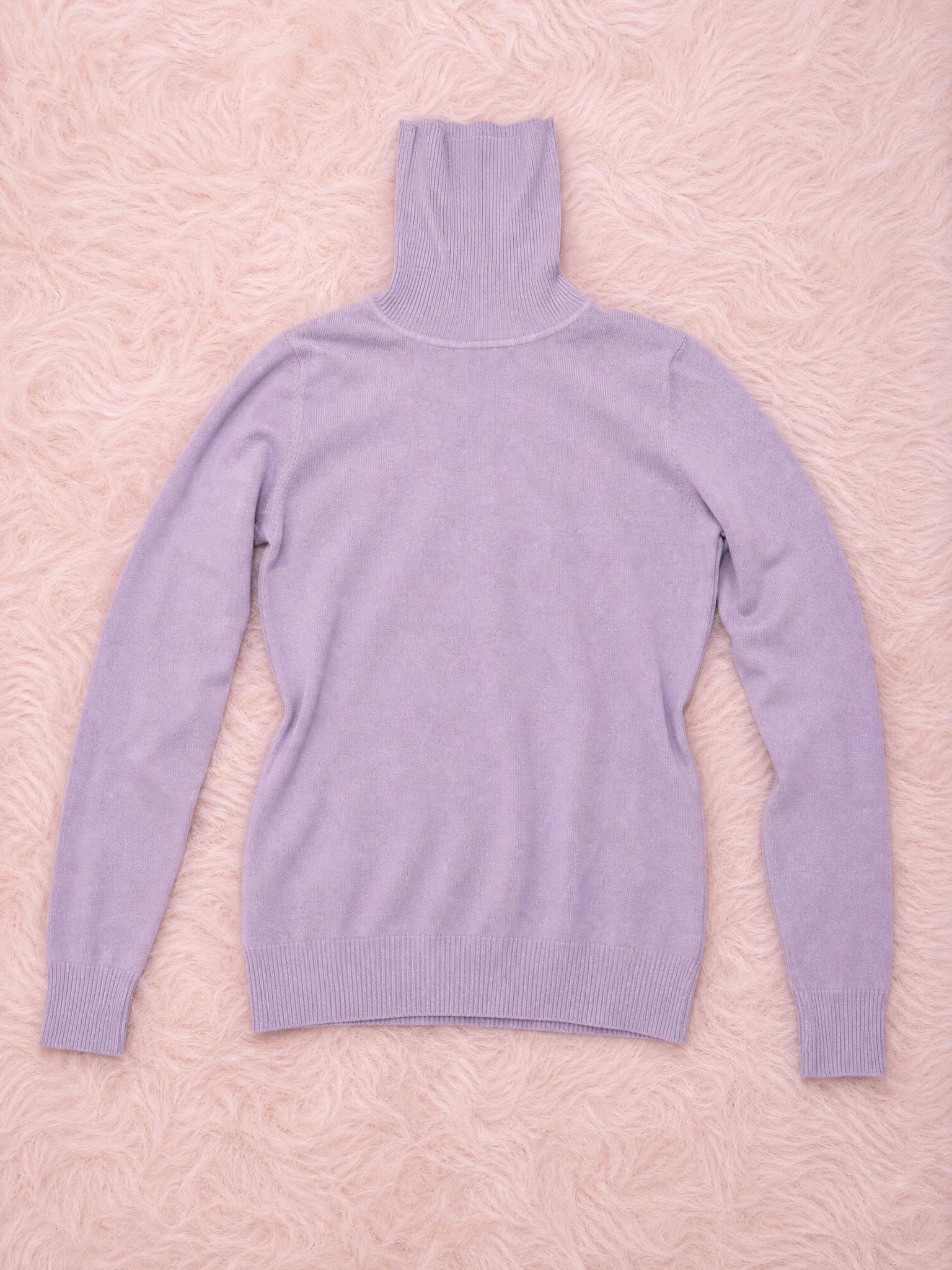 Lilac ribbed knit roll-neck jumper - very good condition