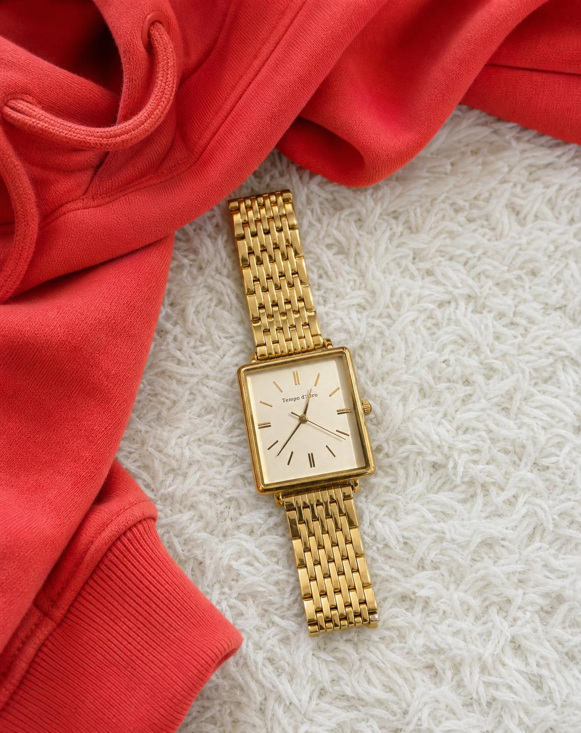 Tempo di Pro Gold Rectangular Bracelet Watch Very Good