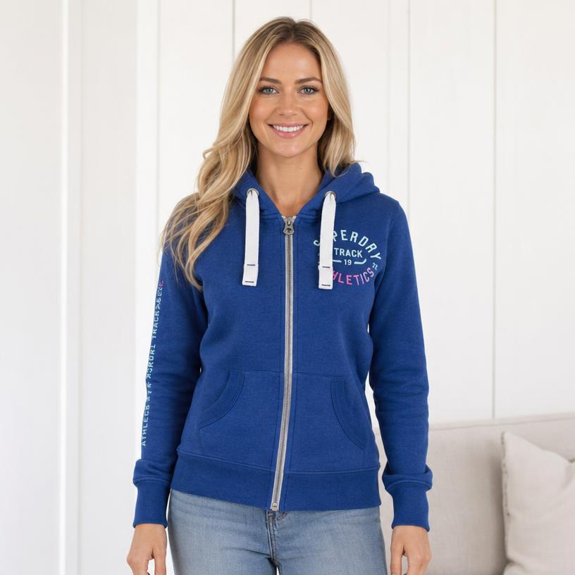 Superdry Blue Full-Zip Graphic Hoodie – Very Good