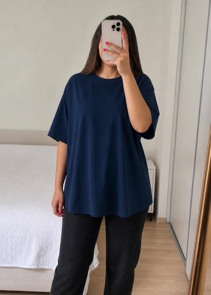 Zara Navy Blue Relaxed Fit Short Sleeve Top - Very Good
