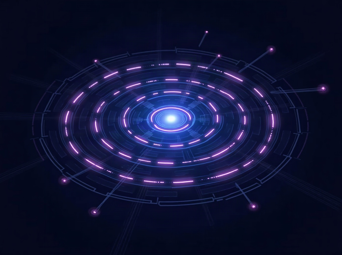 Abstract rendering of three concentric enforcement layers around an agent workload, with outbound paths funnelled through a single supervisory ring