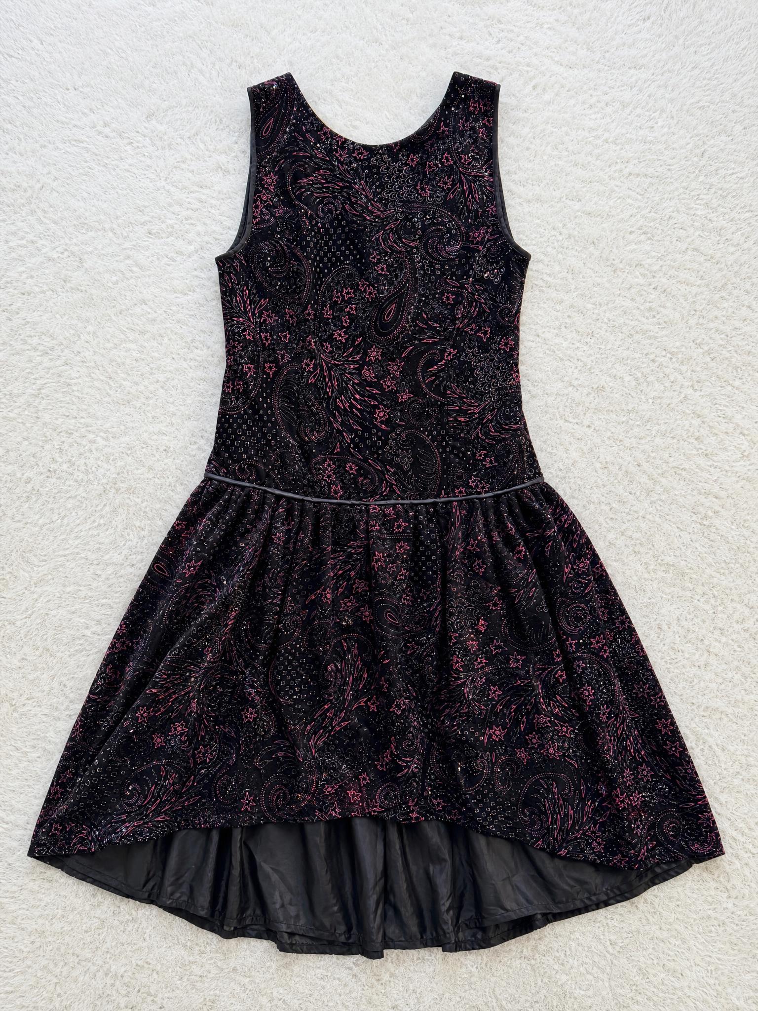 Paisley Floral Sleeveless Dress with Flared Skirt