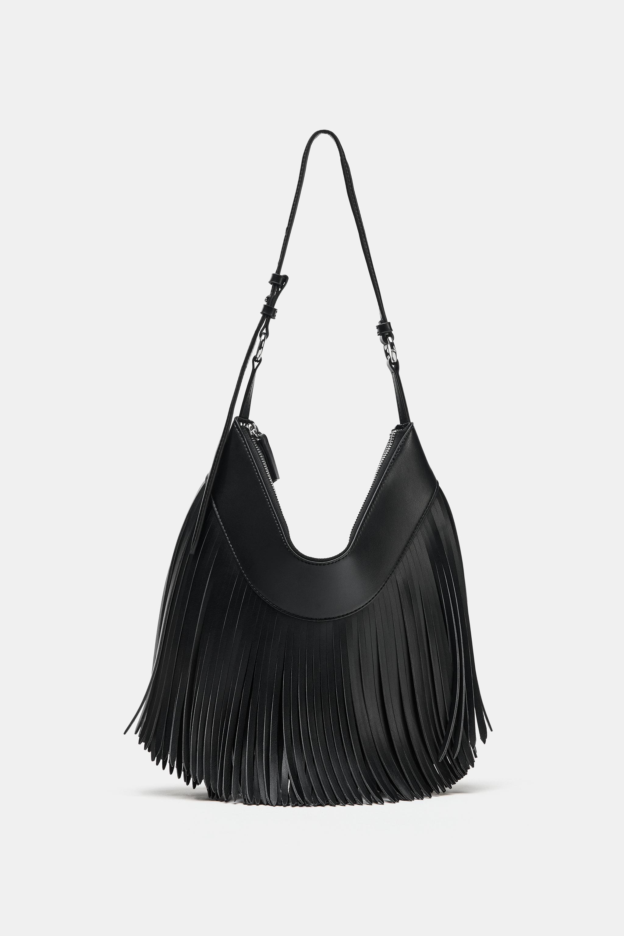 zara, FRINGED SHOULDER BAG