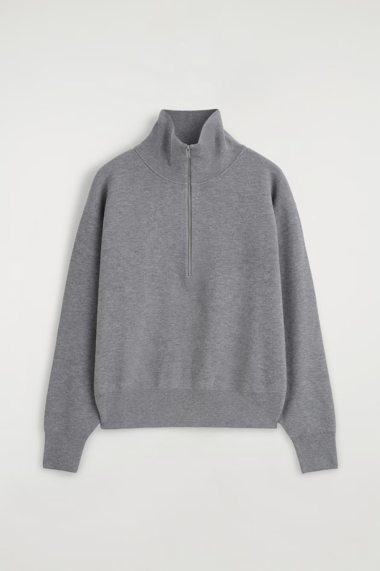 cos, MOCK-NECK HALF-ZIP KNITTED SWEATER