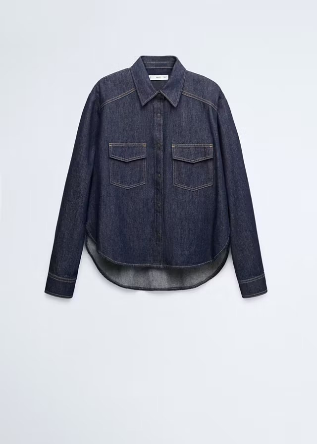 mango, DENIM SHIRT WITH FLAP POCKETS