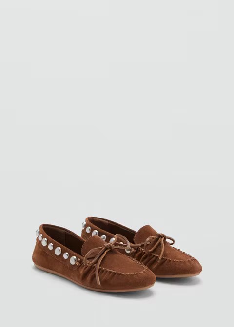 mango, SUEDE MOCCASIN WITH STUDS