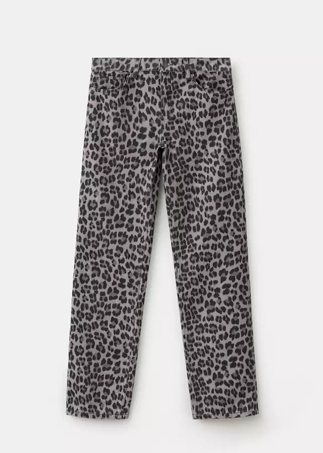 mango, LEOPARD-PRINT STRAIGHT JEANS