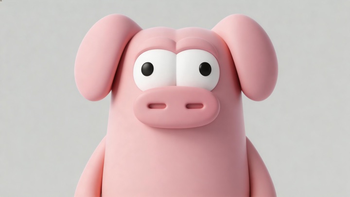 Clay pig, front view