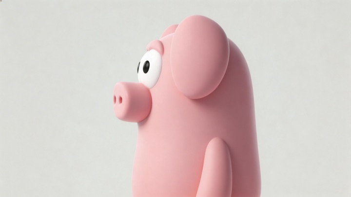 Clay pig, side view