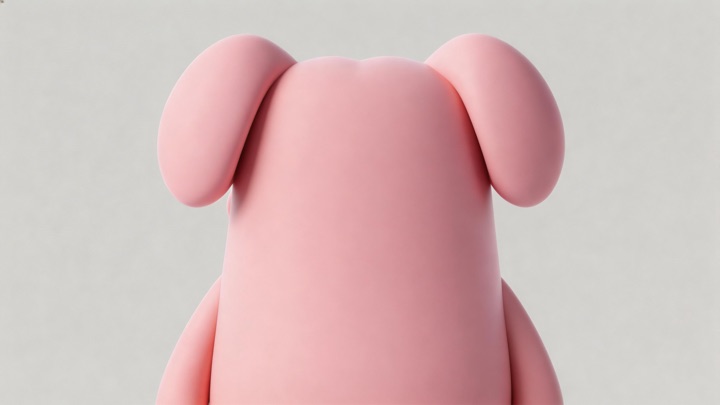 Clay pig, back view
